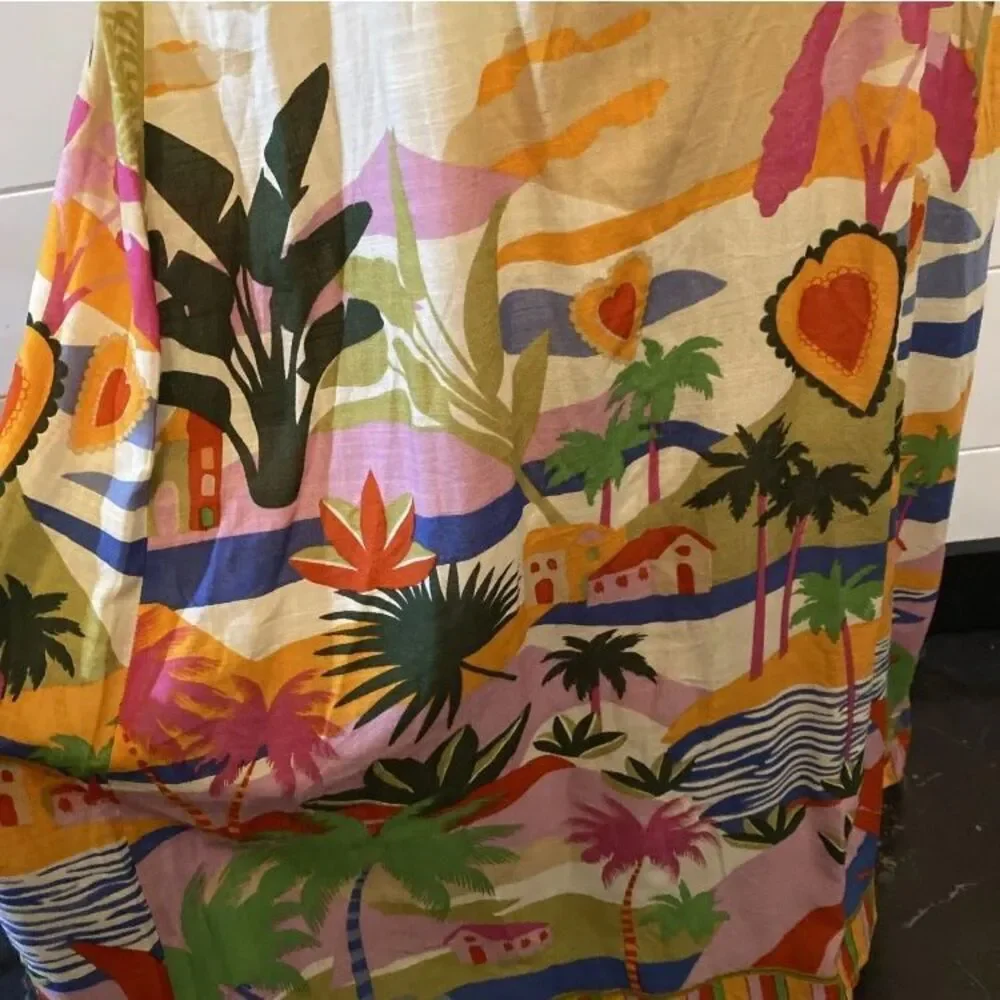 True Destinations Maxi Dress Palm Scenic Strapless Coverup Tropical Women M New - Picture 8 of 10